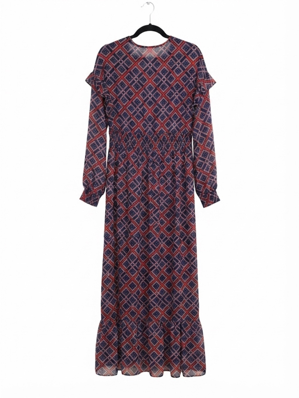 NWOT Scotch & Soda Boho Ruffle Tile Print Maxi Dress XL - Picture 4 of 7